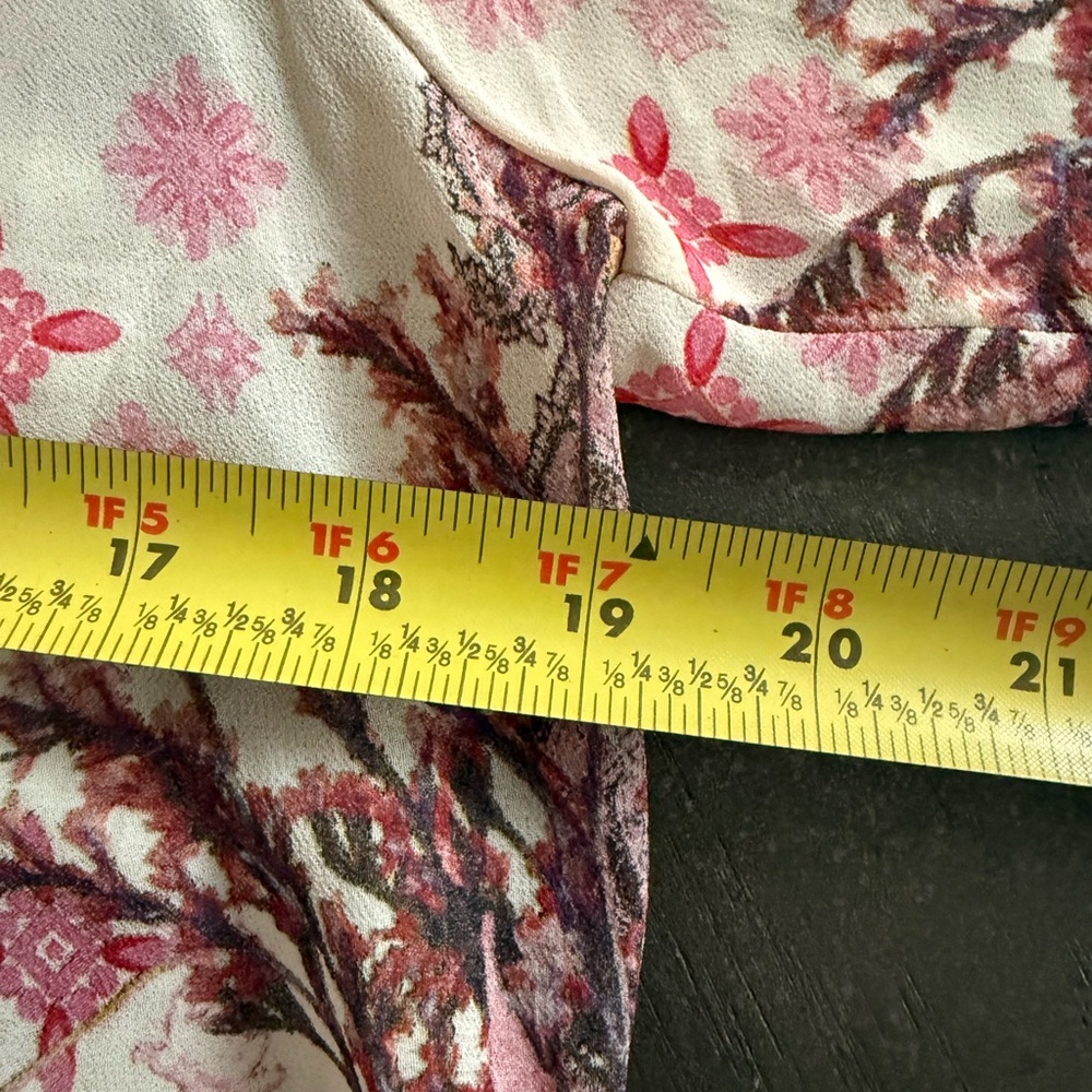 Fig & Flower Boho Pink Cream Floral Blouse Size Small - Picture 10 of 16